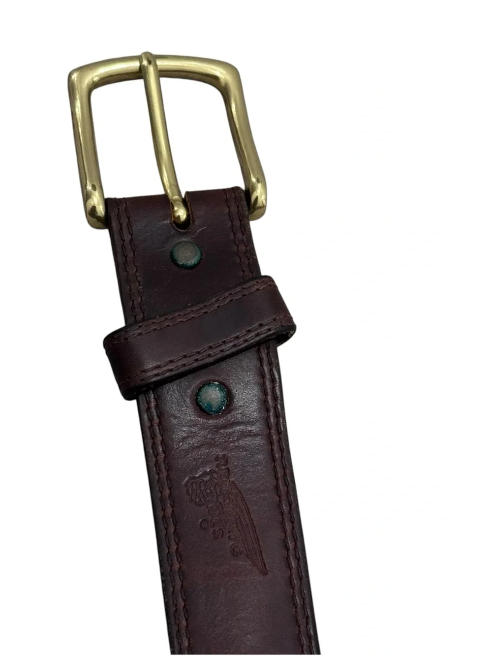 Red Wing Brown Leather Belt Size 44 Solid Brass